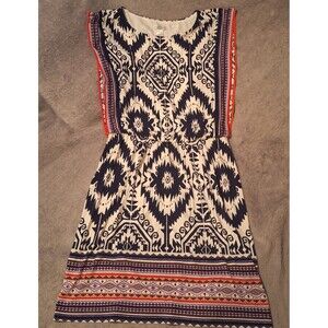 LONDON TIMES Dress Sz 8 Sleeveless Multi Color Aztec Design Knee Length